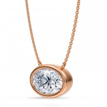 Oval Lab Diamond Pendant Necklace 14K Rose Gold (3.50ct)