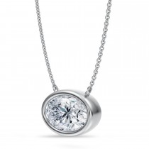 Oval Lab Diamond Pendant Necklace 14K White Gold (3.50ct)