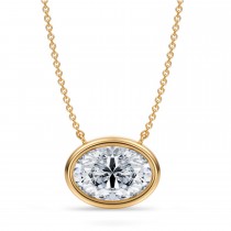 Oval Lab Diamond Solitaire Pendant Necklace 14K Yellow Gold (3.50ct)