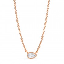 Pear Lab Diamond Pendant Necklace 14K Rose Gold (0.25ct)