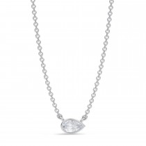 Pear Lab Diamond Pendant Necklace 14K White Gold (0.25ct)