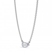 Pear Lab Diamond Pendant Necklace 14K White Gold (0.25ct)