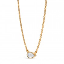 Pear Lab Diamond Pendant Necklace 14K Yellow Gold (0.25ct)