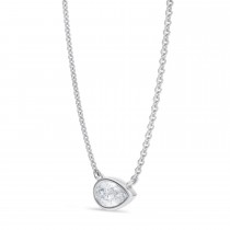 Pear Lab Diamond Pendant Necklace 14K White Gold (0.50ct)