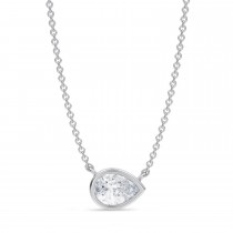 Pear Lab Diamond Pendant Necklace 14K White Gold (0.75ct)