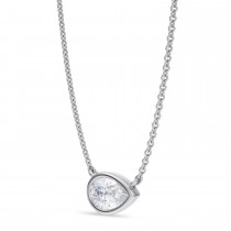 Pear Lab Diamond Pendant Necklace 14K White Gold (0.75ct)