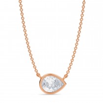 Pear Lab Diamond Solitaire Pendant Necklace 14K Rose Gold (1.00ct)