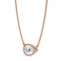 Pear Lab Diamond Solitaire Pendant Necklace 14K Rose Gold (1.00ct)