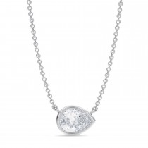 Pear Lab Diamond Pendant Necklace 14K White Gold (1.00ct)