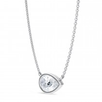 Pear Lab Diamond Pendant Necklace 14K White Gold (1.00ct)