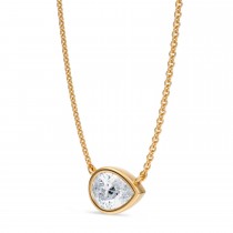 Pear Lab Diamond Solitaire Pendant Necklace 14K Yellow Gold (1.00ct)