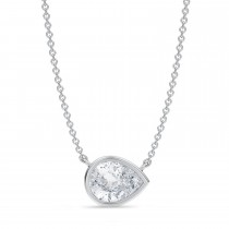 Pear Lab Diamond Pendant Necklace 14K White Gold (1.50ct)