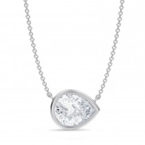 Pear Lab Diamond Pendant Necklace 14K White Gold (2.50ct)