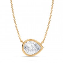 Pear Lab Diamond Solitaire Pendant Necklace 14K Yellow Gold (2.50ct)