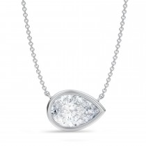 Pear Lab Diamond Pendant Necklace 14K White Gold (3.00ct)