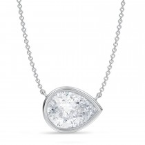 Pear Lab Diamond Pendant Necklace 14K White Gold (3.50ct)