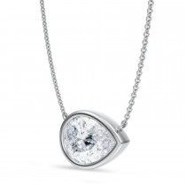 Pear Lab Diamond Pendant Necklace 14K White Gold (3.50ct)