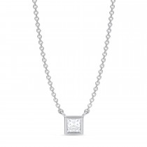 Princess Lab Diamond Pendant Necklace 14K White Gold (0.25ct)