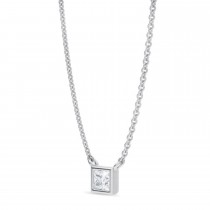 Princess Lab Diamond Pendant Necklace 14K White Gold (0.25ct)