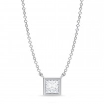 Princess Lab Diamond Pendant Necklace 14K White Gold (0.50ct)