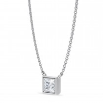 Princess Lab Diamond Pendant Necklace 14K White Gold (0.50ct)