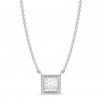 Princess Lab Diamond Pendant Necklace 14K White Gold (0.75ct)