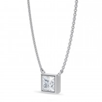 Princess Lab Diamond Pendant Necklace 14K White Gold (0.75ct)