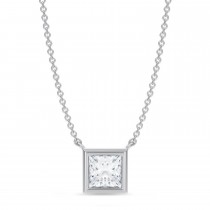 Princess Lab Diamond Pendant Necklace 14K White Gold (1.00ct)