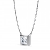 Princess Lab Diamond Pendant Necklace 14K White Gold (1.00ct)