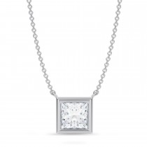 Princess Lab Diamond Pendant Necklace 14K White Gold (1.50ct)