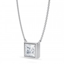 Princess Lab Diamond Pendant Necklace 14K White Gold (1.50ct)