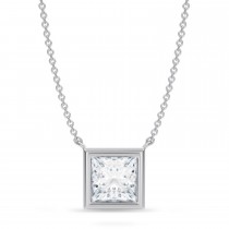 Princess Lab Diamond Pendant Necklace 14K White Gold (2.00ct)