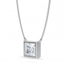 Princess Lab Diamond Pendant Necklace 14K White Gold (2.00ct)