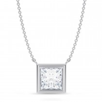 Princess Lab Diamond Pendant Necklace 14K White Gold (2.50ct)