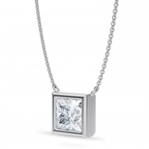 Princess Lab Diamond Pendant Necklace 14K White Gold (2.50ct)