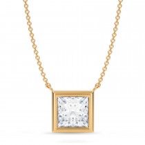 Princess Lab Diamond Solitaire Pendant Necklace 14K Yellow Gold (2.50ct)