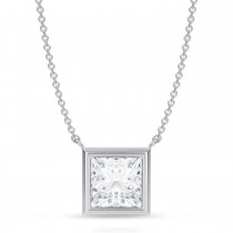 Princess Lab Diamond Pendant Necklace 14K White Gold (3.00ct)