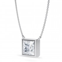 Princess Lab Diamond Pendant Necklace 14K White Gold (3.00ct)