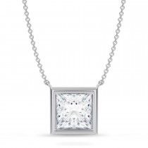 Princess Lab Diamond Pendant Necklace 14K White Gold (3.50ct)