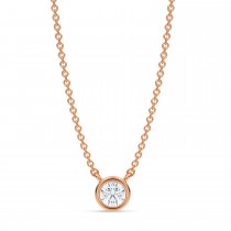 Round Lab Diamond Pendant Necklace 14K Rose Gold (0.25ct)