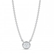 Round Lab Diamond Pendant Necklace 14K White Gold (0.25ct)