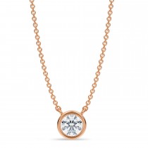 Round Lab Diamond Pendant Necklace 14K Rose Gold (0.50ct)