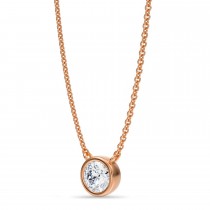 Round Lab Diamond Pendant Necklace 14K Rose Gold (0.50ct)