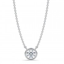 Round Lab Diamond Pendant Necklace 14K White Gold (0.50ct)
