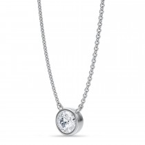 Round Lab Diamond Pendant Necklace 14K White Gold (0.50ct)