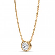 Round Lab Diamond Pendant Necklace 14K Yellow Gold (0.50ct)