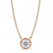 Round Lab Diamond Solitaire Pendant Necklace 14K Rose Gold (0.75ct)