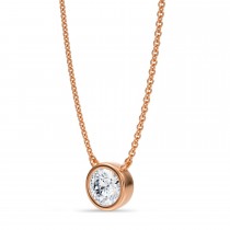 Round Lab Diamond Solitaire Pendant Necklace 14K Rose Gold (0.75ct)