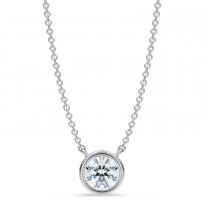 Round Lab Diamond Pendant Necklace 14K White Gold (0.75ct)