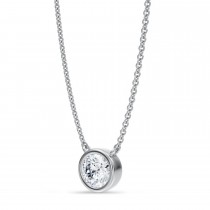 Round Lab Diamond Pendant Necklace 14K White Gold (0.75ct)